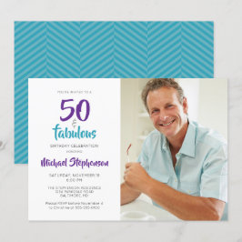 50 en Fabulous 50th Birthday Foto | Turquoise Kaart