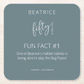 50 en Fabulous 50th Birthday Fun Fact Kartonnen Onderzetters (Voorkant)