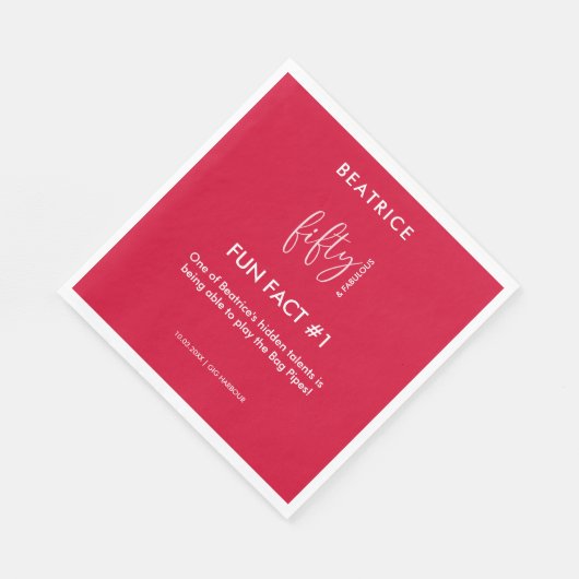 50 en Fabulous 50th Birthday Fun Fact Servet (Hoek)