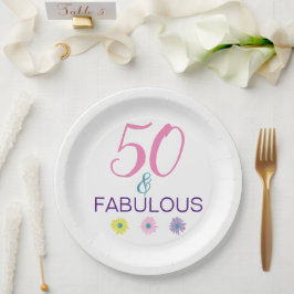 50 en Fabulous 50th Birthday Fun Papieren Bordje