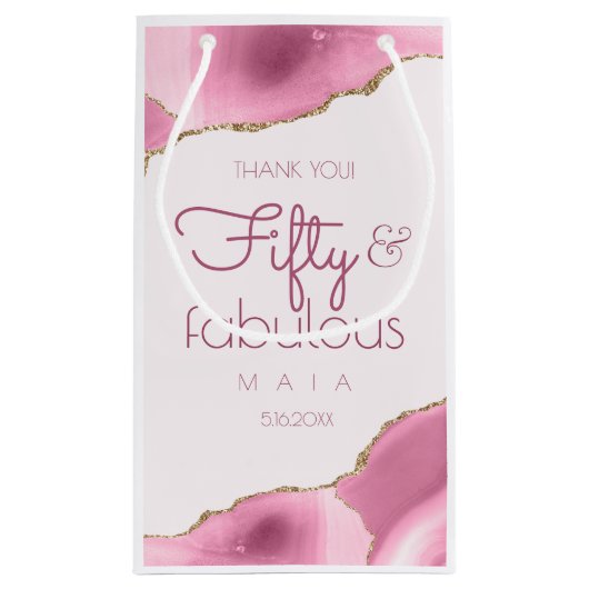 50 en Fabulous 50th Birthday Gift Bag Klein Cadeauzakje (Achterkant)