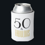 50 en Fabulous 50th Birthday Gift Koelbox Blikjeskoeler<br><div class="desc">Vier het draaien van 50 in stijl met dit elegante 50e verjaardag ontwerp. 50 en Fabulous in Goud en Zwart tekst.</div>