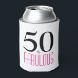 50 en Fabulous 50th Birthday Gift Koelbox Blikjeskoeler<br><div class="desc">Viel het draaien van 50 in stijl met dit elegante 50ste verjaardagsontwerp. 50 en verbluffend in warme roze en zwarte tekst.</div>