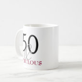 50 en Fabulous 50th Birthday Gift Mok (Voorkant links)