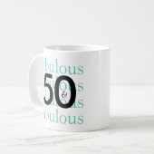 50 en Fabulous 50th Birthday Gift Mok (Voorkant links)