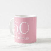 50 en Fabulous 50th Birthday Gifts Mok (Voorkant links)