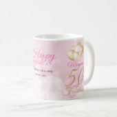 50 en Fabulous 50th Birthday Glitter Balloon Koffiemok (Voorkant rechts)