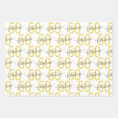 50 en Fabulous 50th Birthday Gold Grey Inpakpapier Vel (Voorkant 3)
