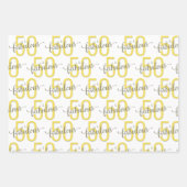 50 en Fabulous 50th Birthday Gold Grey Inpakpapier Vel (Voorkant 2)