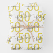 50 en Fabulous 50th Birthday Gold Grey Inpakpapier Vel (In situ)
