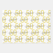 50 en Fabulous 50th Birthday Gold Grey Inpakpapier Vel (Voorkant)