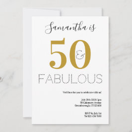 50 en Fabulous 50th Birthday Gold Party Kaart