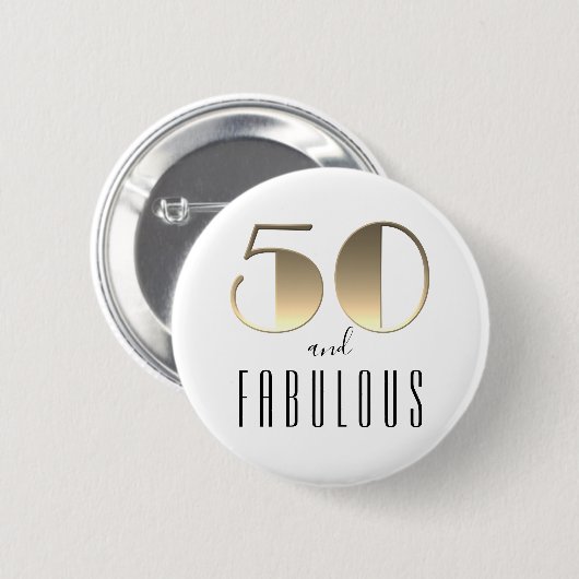 50 en Fabulous 50th Birthday Gold Ronde Button 5,7 Cm (Voorkant /achterkant)