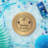 50 en Fabulous 50th Birthday Goud Zwart Papieren Bordje (Feest)