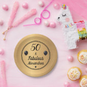 50 en Fabulous 50th Birthday Goud Zwart Papieren Bordje (Feest)