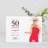 50 en Fabulous 50th Birthday Invitation Kaart (Staand voorkant)
