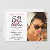 50 en Fabulous 50th Birthday Invitation Kaart (Voorkant)
