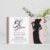 50 en Fabulous 50th Birthday Invitation Kaart (Staand voorkant)