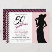 50 en Fabulous 50th Birthday Invitation Kaart (Voorkant / Achterkant)