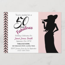 50 en Fabulous 50th Birthday Invitation