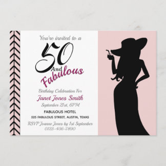 50 en Fabulous 50th Birthday Invitation Kaart