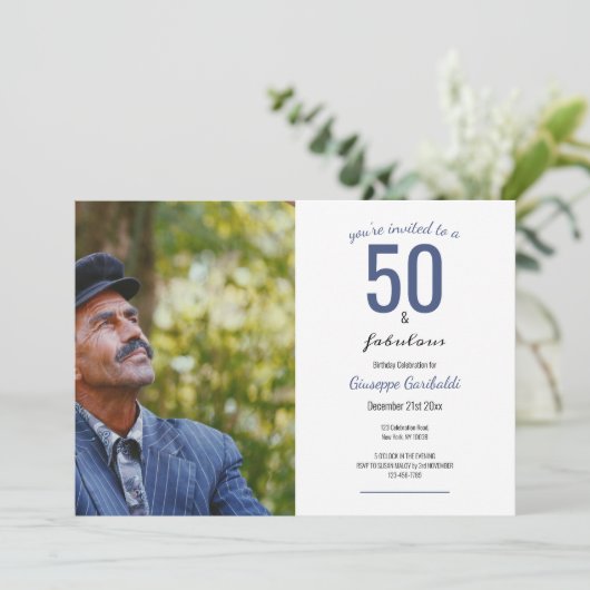 50 en Fabulous 50th Birthday Kaart (Staand voorkant)