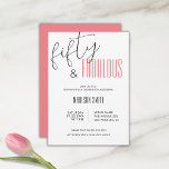 50 en Fabulous 50th Birthday Kaart<br><div class="desc">Vier een mijlpaal in stijl met onze "50 and Fabulous" 50e verjaardagsfeestuitnodiging. Met een elegant ontwerp en een modern script is deze uitnodiging perfect om de toon te zetten voor een fantastisch verjaardagsfeest. Personaliseer het met uw feestgegevens om een unieke en gedenkwaardige uitnodiging te creëer die indruk zal maken op...</div>
