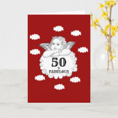 50 en Fabulous 50th Birthday Kaart (Gele Bloem)