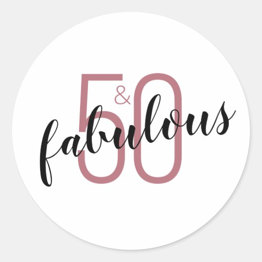 50 en Fabulous 50th Birthday Kaart Ronde Sticker (Voorkant)
