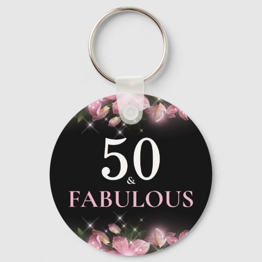 50 en Fabulous 50th Birthday Keepomwille Sleutelha Sleutelhanger (Voorkant)