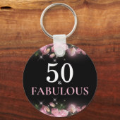 50 en Fabulous 50th Birthday Keepomwille Sleutelha Sleutelhanger (Voorkant)
