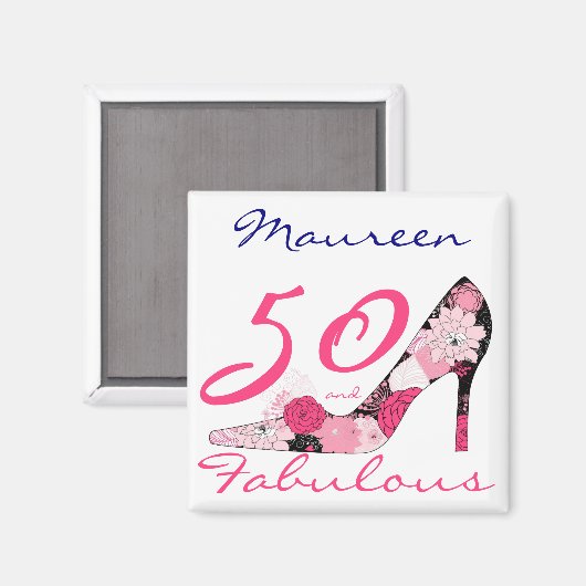 50 en Fabulous 50th Birthday Magneet (Voorkant / Achterkant)
