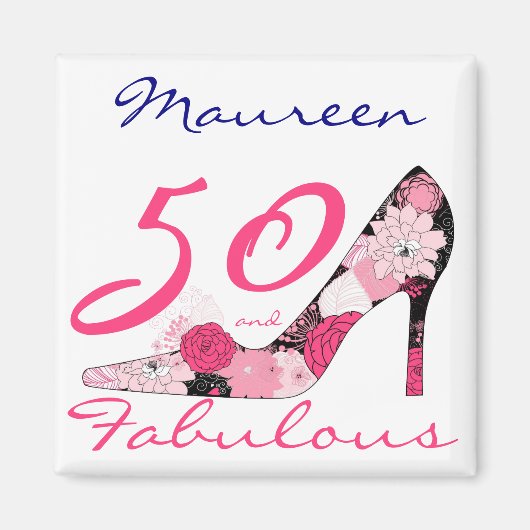 50 en Fabulous 50th Birthday Magneet (Voorkant)
