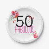 50 en Fabulous 50th Birthday Paper Bord (Voorkant)