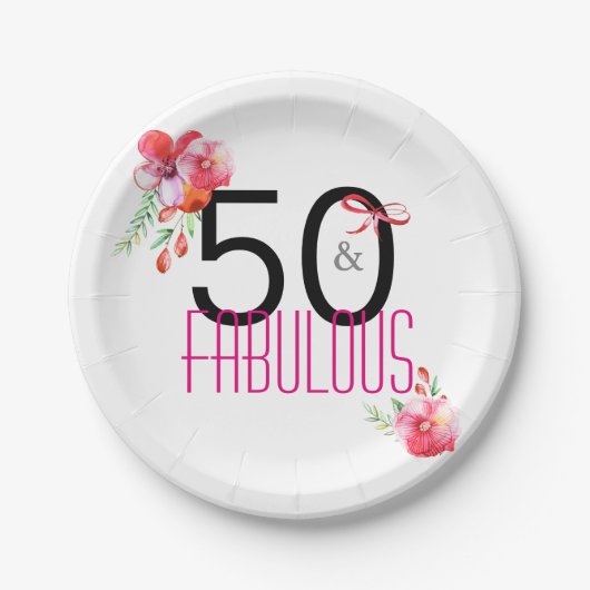 50 en Fabulous 50th Birthday Paper Bord (Voorkant)