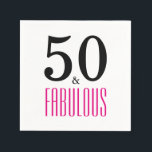 50 en Fabulous 50th Birthday Paper Napkins Servet<br><div class="desc">Viel het draaien van 50 in stijl met dit elegante 50ste verjaardagsontwerp. 50 en verbluffend in warme roze en zwarte tekst.</div>
