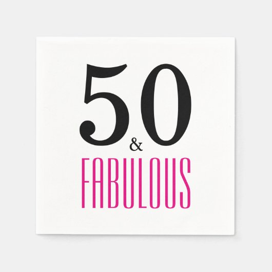 50 en Fabulous 50th Birthday Paper Napkins Servet (Voorkant)