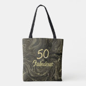 50 en Fabulous 50th Birthday Party Black and Gold Tote Bag (Achterkant)
