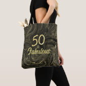 50 en Fabulous 50th Birthday Party Black and Gold Tote Bag (Dichtbij)