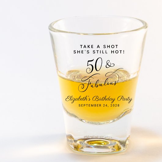 50 en Fabulous 50th Birthday Party Favor Shot Glas