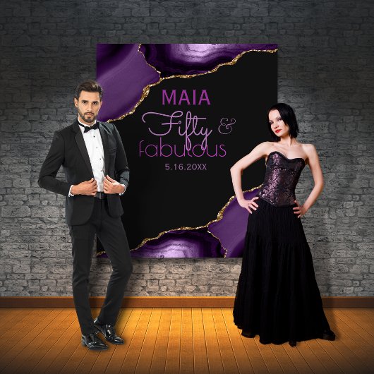 50- en Fabulous 50th Birthday Party-fotoachtergron Wandkleed