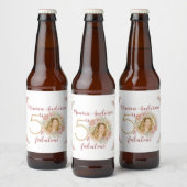 50 en Fabulous 50th Birthday Party Glitter Name Bier Etiket (Flessen)