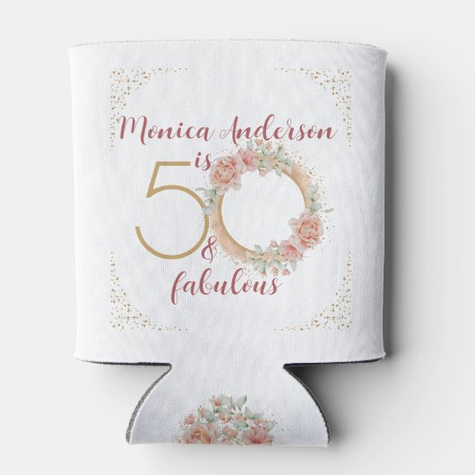 50 en Fabulous 50th Birthday Party Glitter Name Blikjeskoeler (Achterkant)