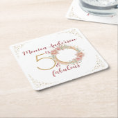 50 en Fabulous 50th Birthday Party Glitter Name Kartonnen Onderzetters (Schuin)