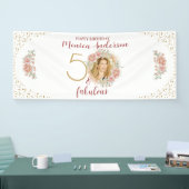 50 en Fabulous 50th Birthday Party Glitter Name Spandoek (Beurs)