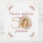 50 en Fabulous 50th Birthday Party Glitter Name Wijn Etiket (Enkel label)
