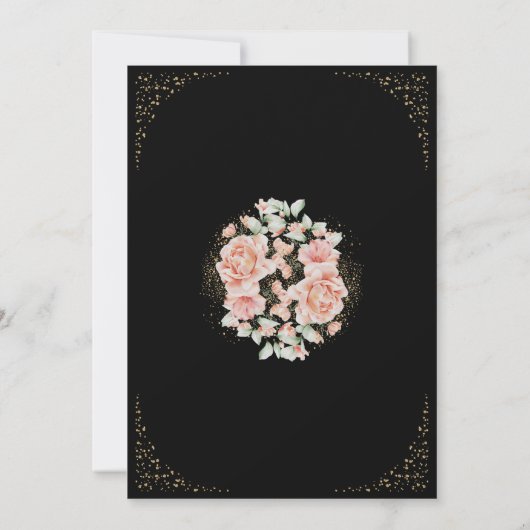 50 en Fabulous 50th Birthday Party Glitter Zwart Kaart (Achterkant)