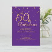50 en Fabulous 50th Birthday Party Invitation Kaart (Staand voorkant)