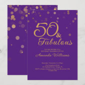 50 en Fabulous 50th Birthday Party Invitation Kaart (Voorkant / Achterkant)