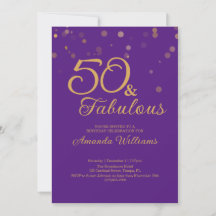50 en Fabulous 50th Birthday Party Invitation